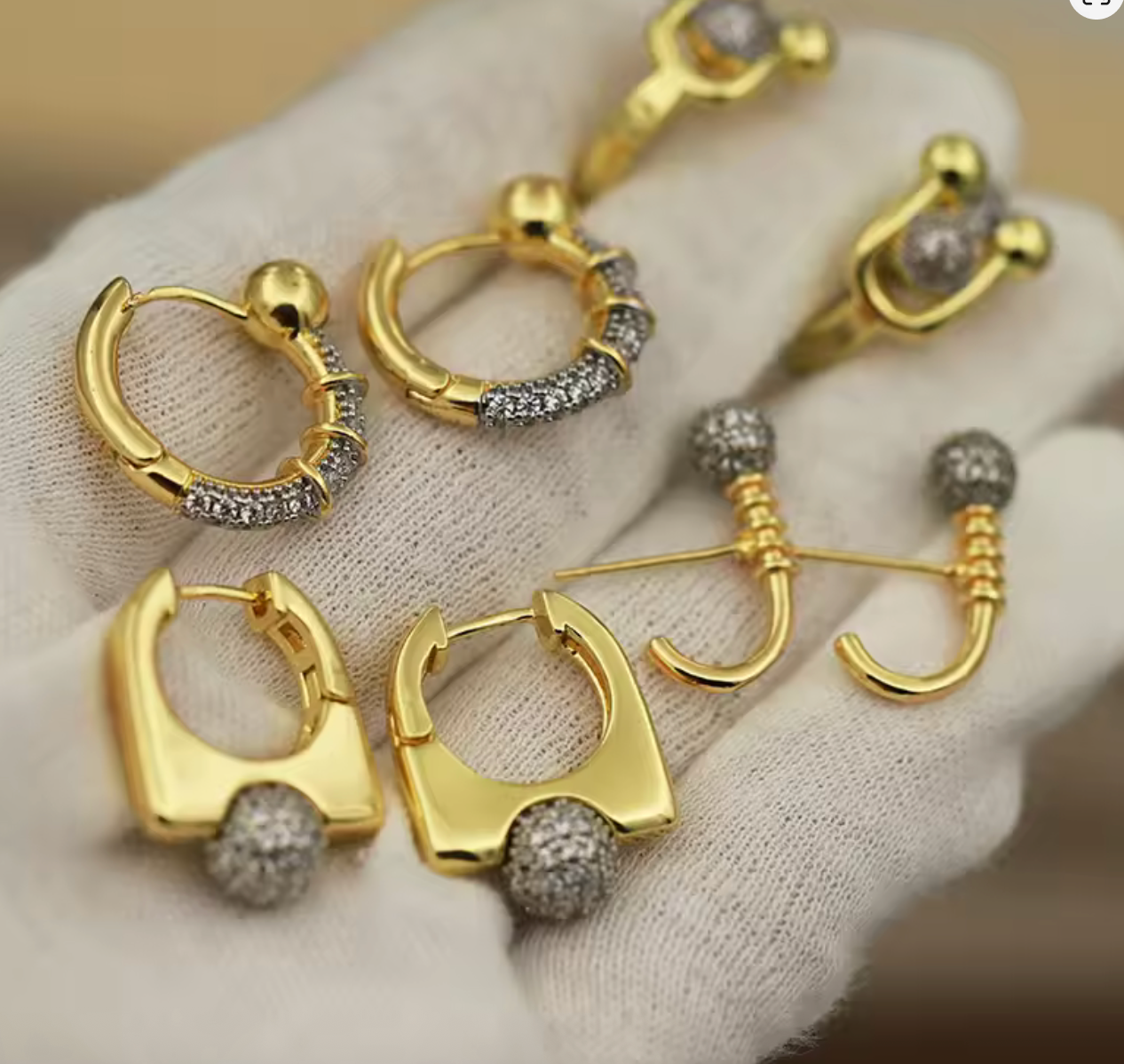 Geometric Crystal Beads Stud Earrings