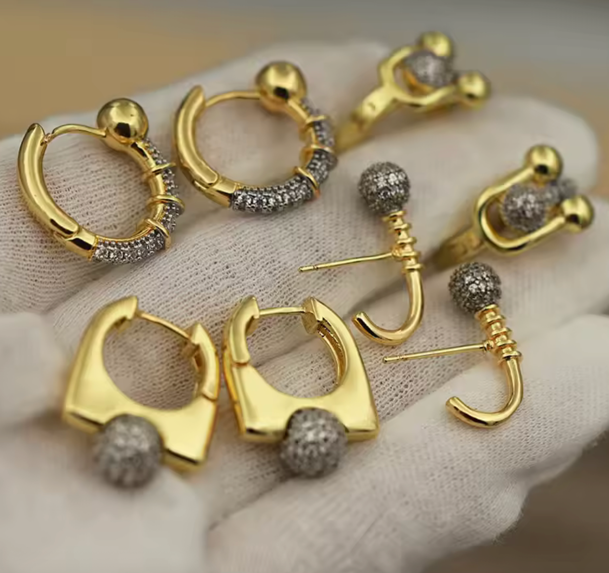 Geometric Crystal Beads Stud Earrings