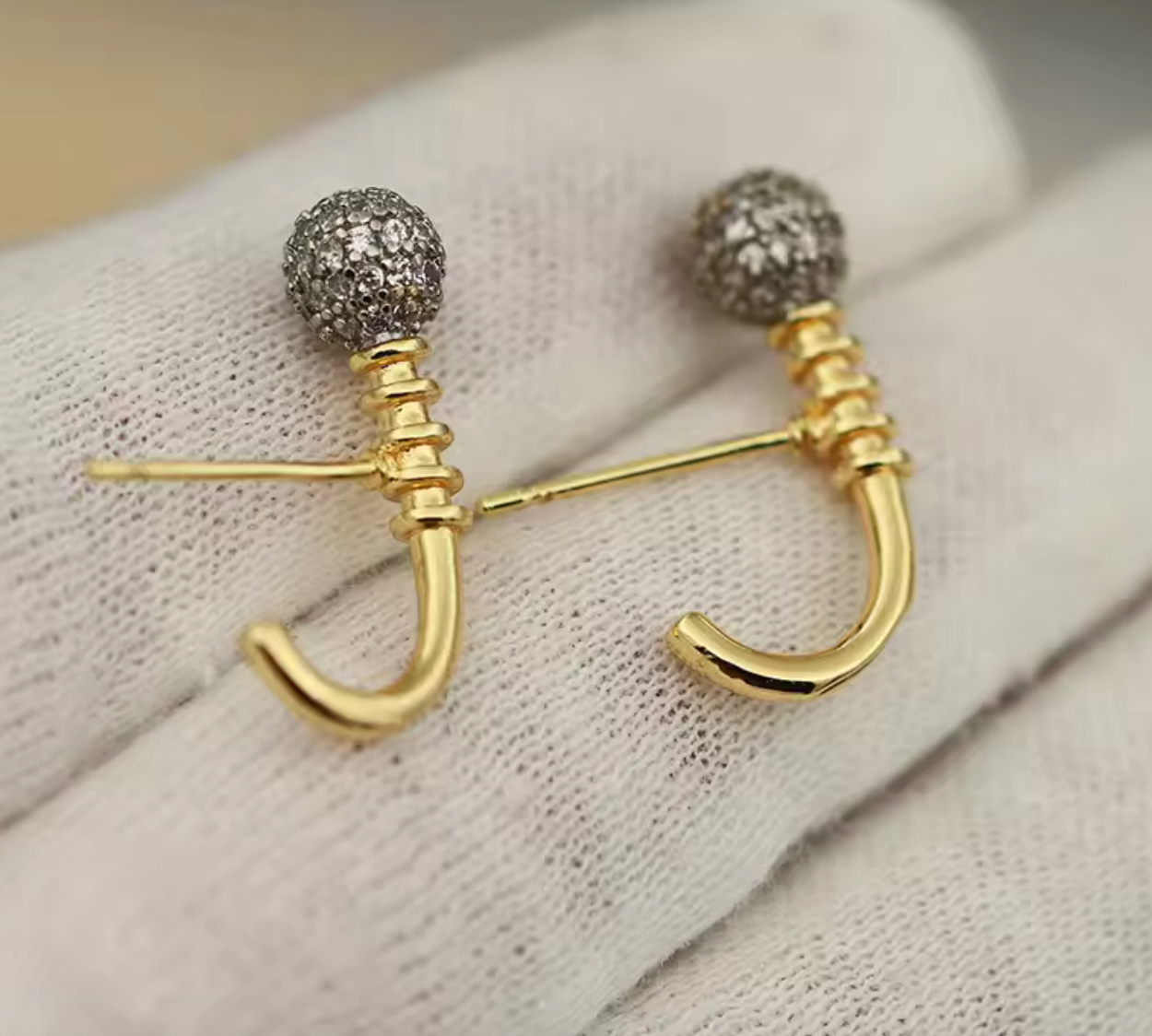 Geometric Crystal Beads Stud Earrings