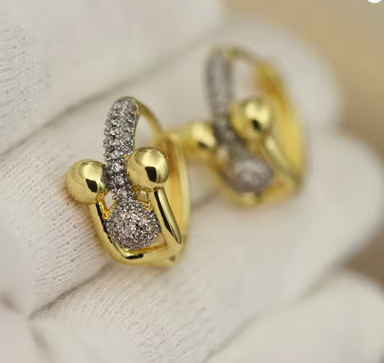 Geometric Crystal Beads Stud Earrings