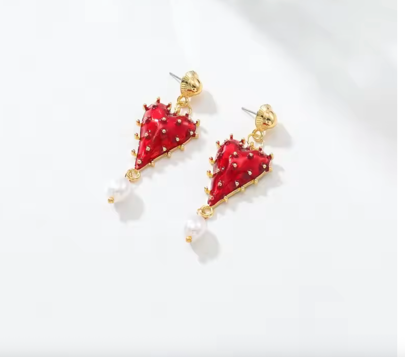 Vintage Baroque Freshwater Pearl Heart Dangle Earrings