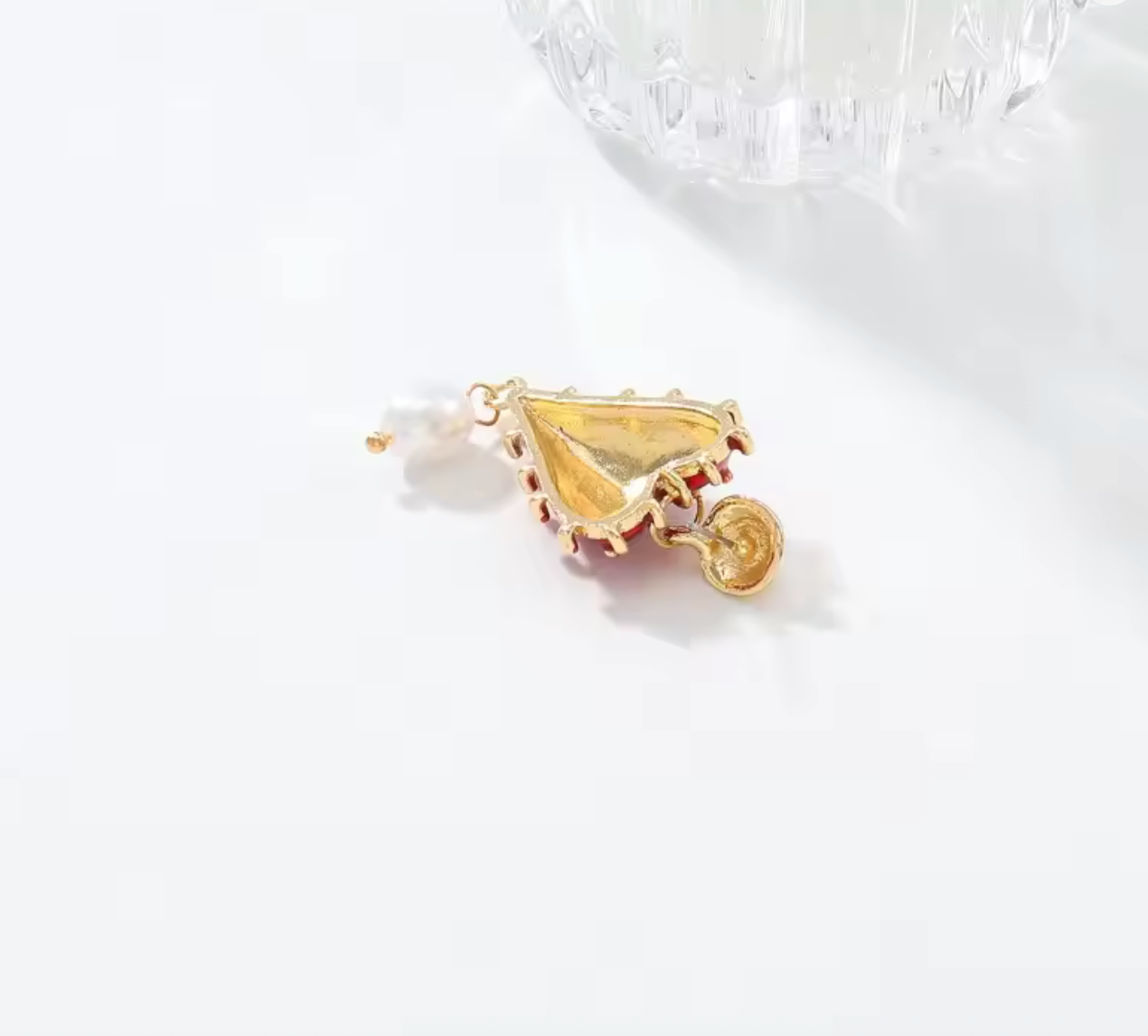 Vintage Baroque Freshwater Pearl Heart Dangle Earrings