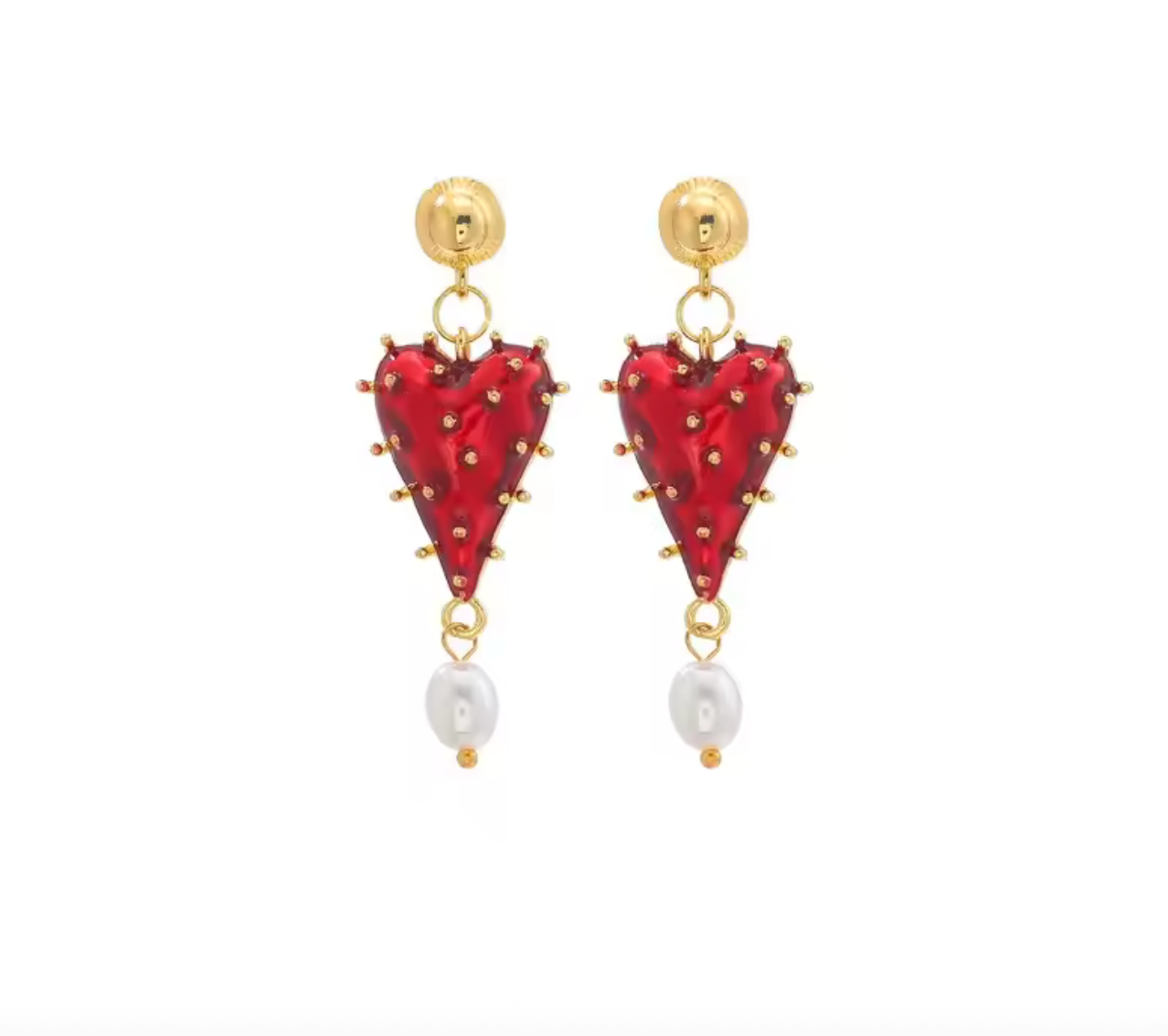 Vintage Baroque Freshwater Pearl Heart Dangle Earrings