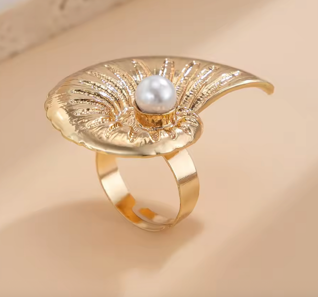Vintage Metal Starfish & Conch Adjustable Rings