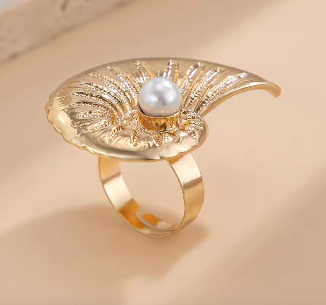 Vintage Metal Starfish & Conch Adjustable Rings